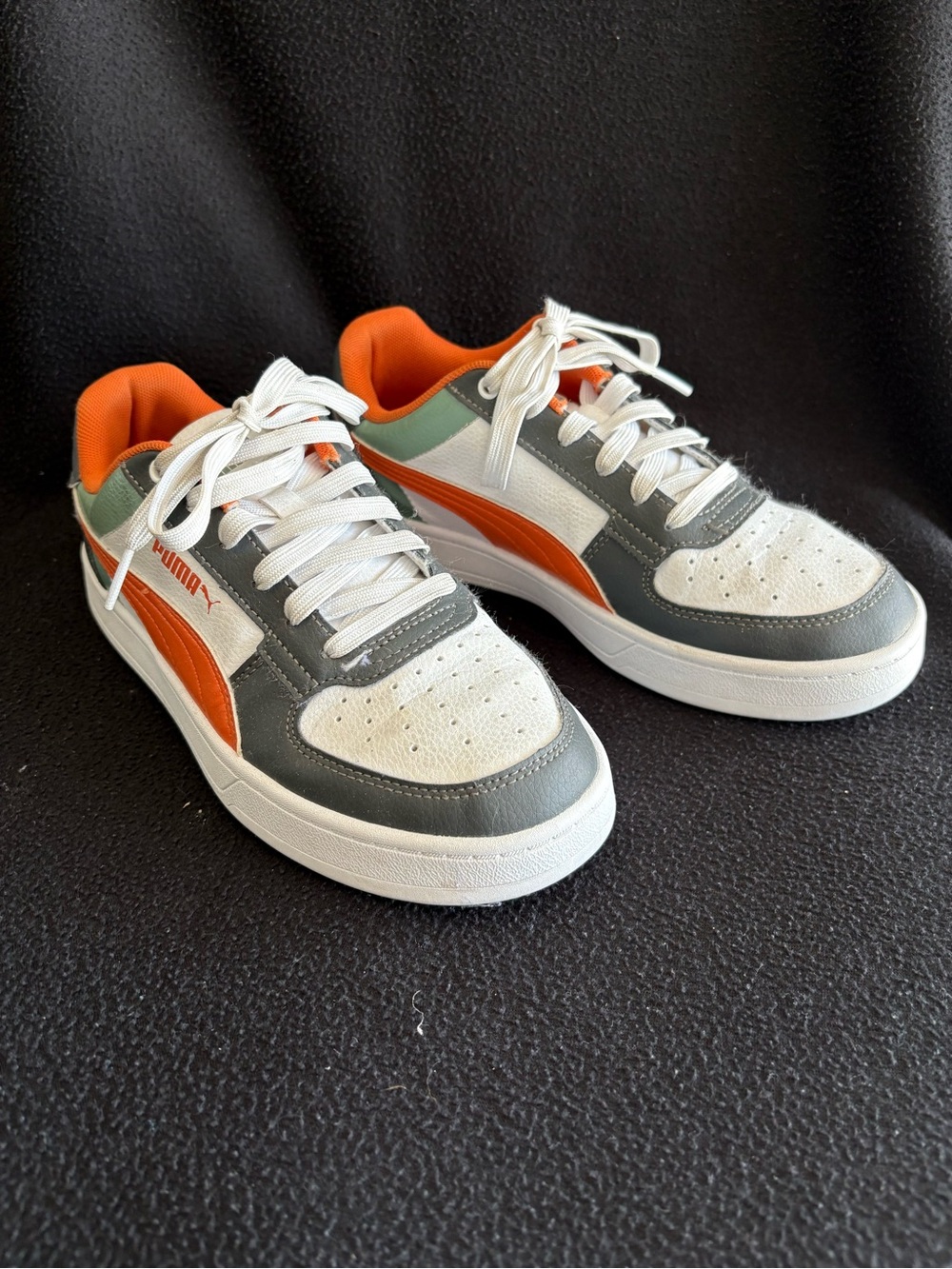 Puma Men's White, Gray & Orange Low-Top Sneakers